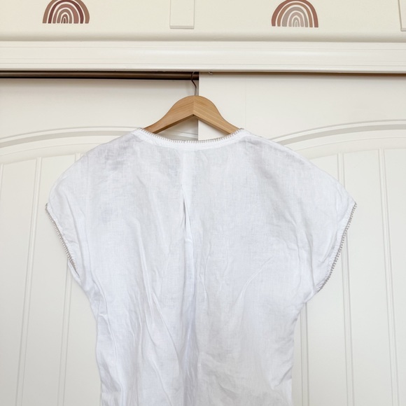 Johnny Was Embroidered 100% Linen White Tan Dress - Picture 4 of 8